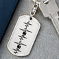 Football Heartbeat Personalized Engraved Dog Tag Keychain