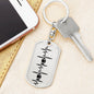 Football Heartbeat Personalized Engraved Dog Tag Keychain