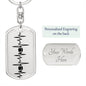 Football Heartbeat Personalized Engraved Dog Tag Keychain