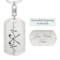 Golf Clubs Heartbeat Personalized Engraved Dog Tag Keychain