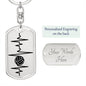 Volleyball Heartbeat Personalized Engraved Dog Tag Keychain