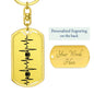 Football Heartbeat Personalized Engraved Dog Tag Keychain