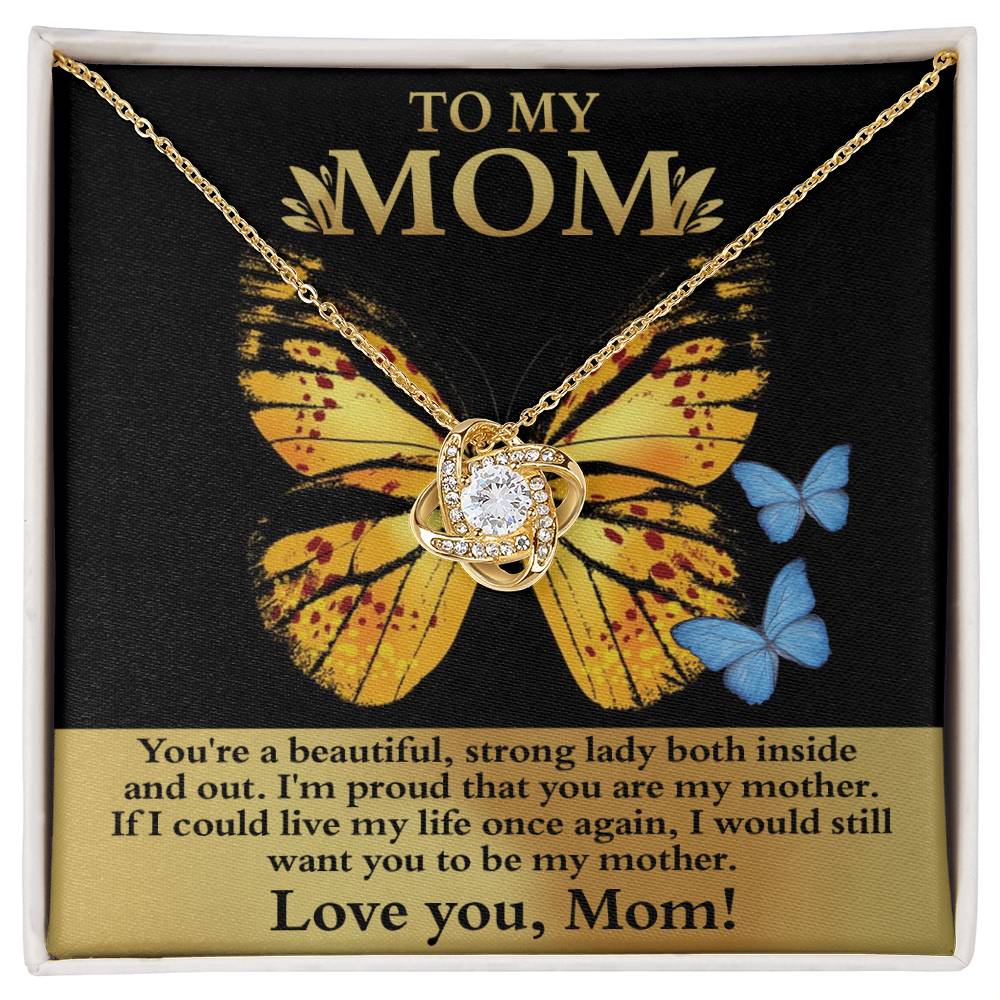 Mom-Strong Lady Dazzling Love Knot Necklace