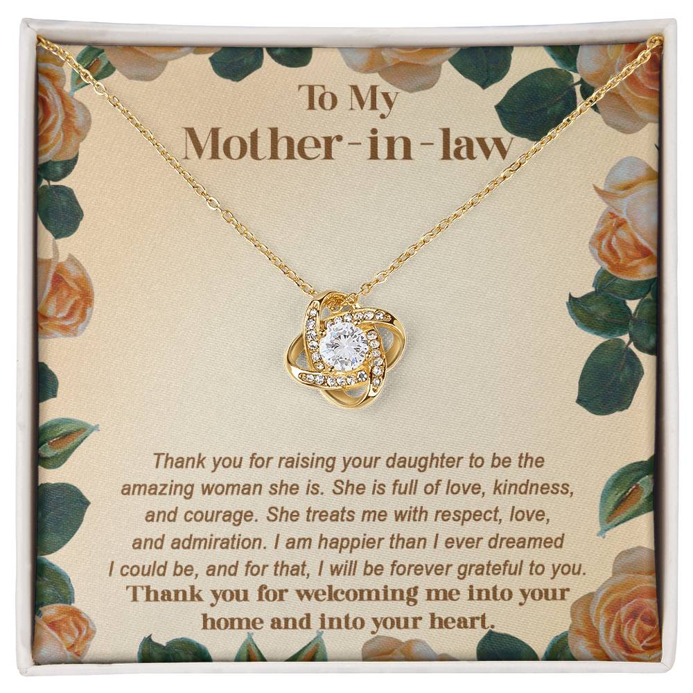 Mother-in-law-Grateful To You Dazzling Love Knot Necklace