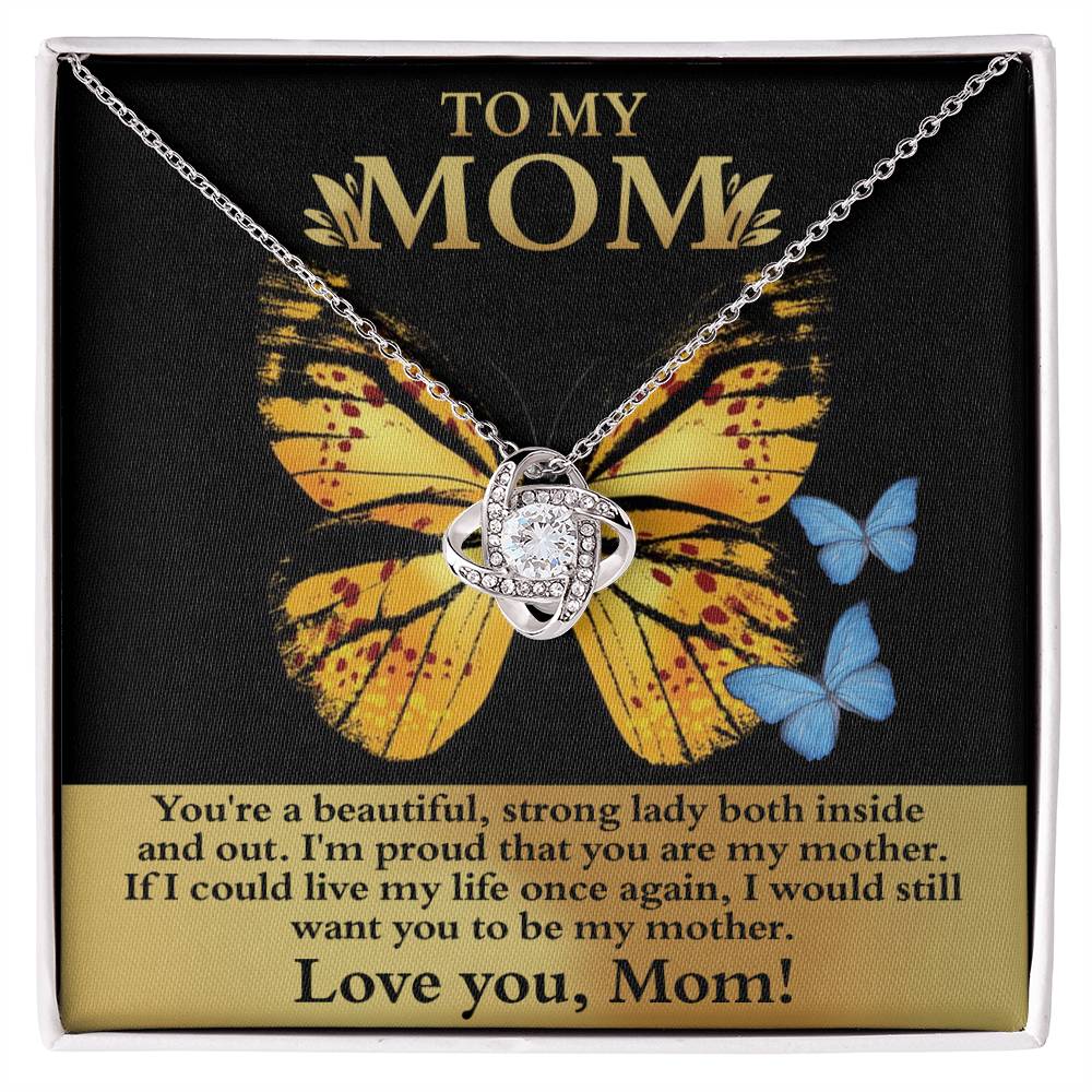 Mom-Strong Lady Dazzling Love Knot Necklace
