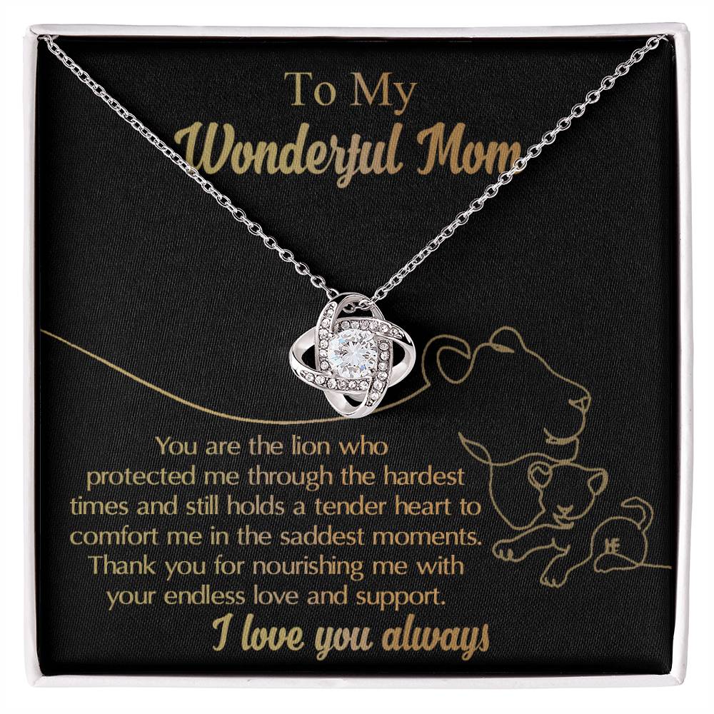 Mom-The Lion Dazzling Love Knot Necklace