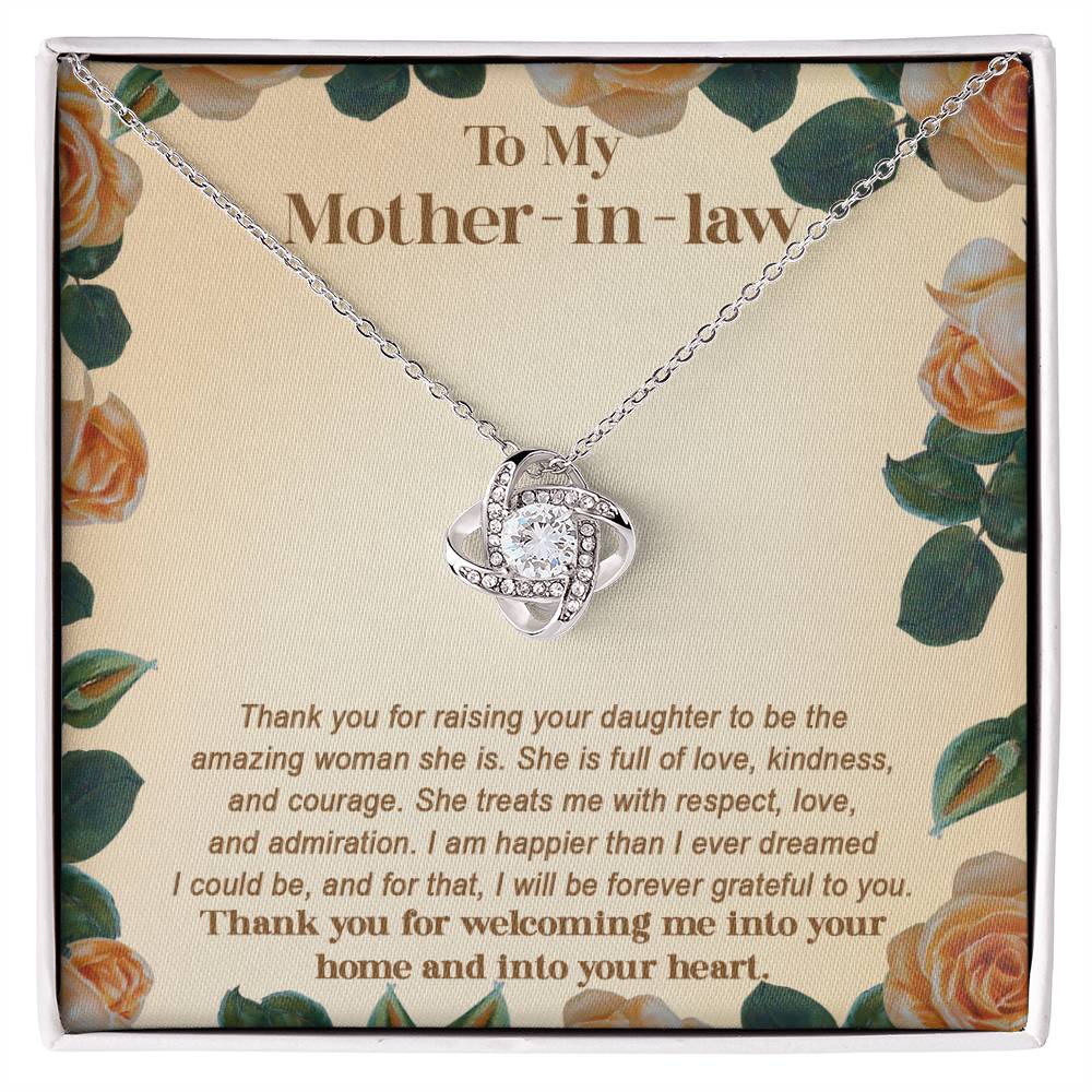 Mother-in-law-Grateful To You Dazzling Love Knot Necklace