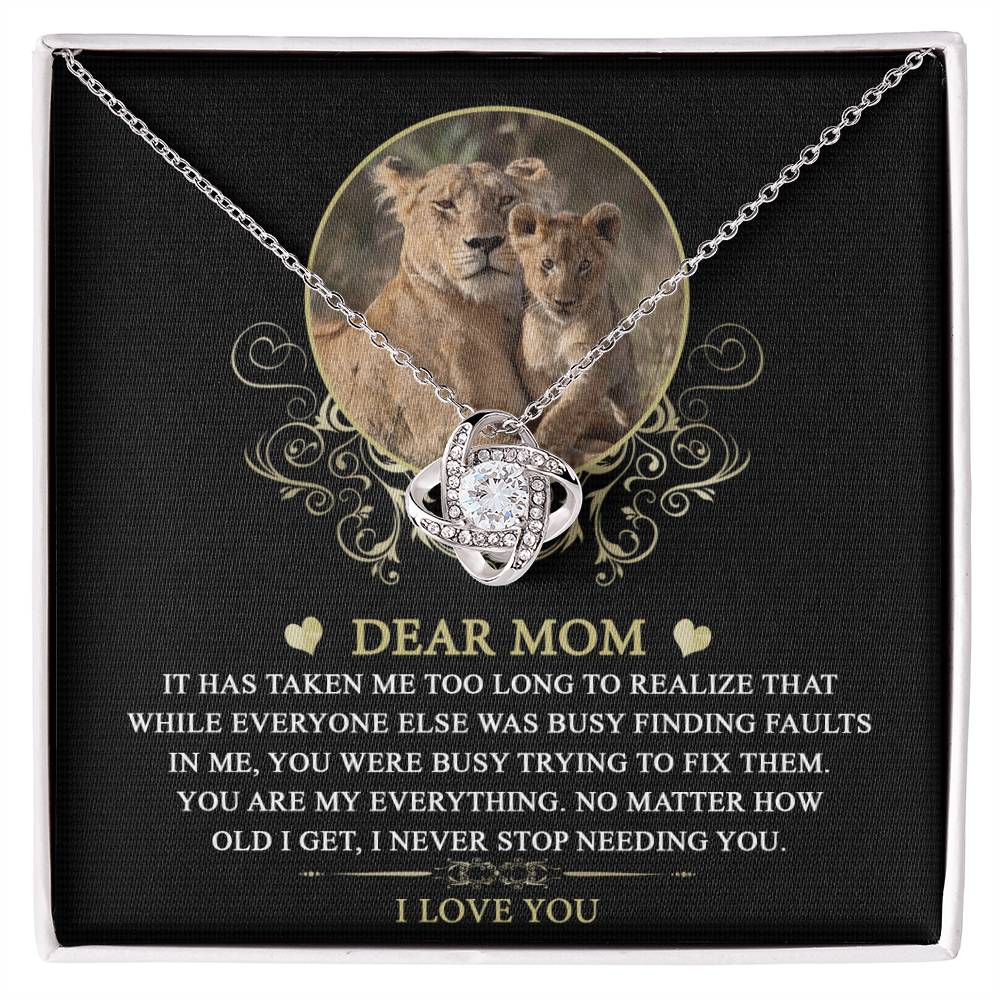 Mom-You are My Everything Dazzling Love Knot Necklace