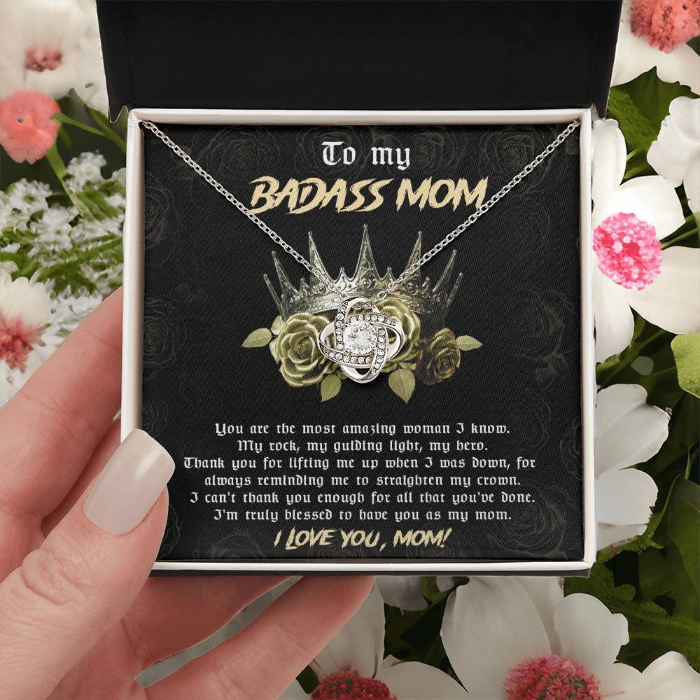 Mom-Straighten My Crown Dazzling Love Knot Necklace