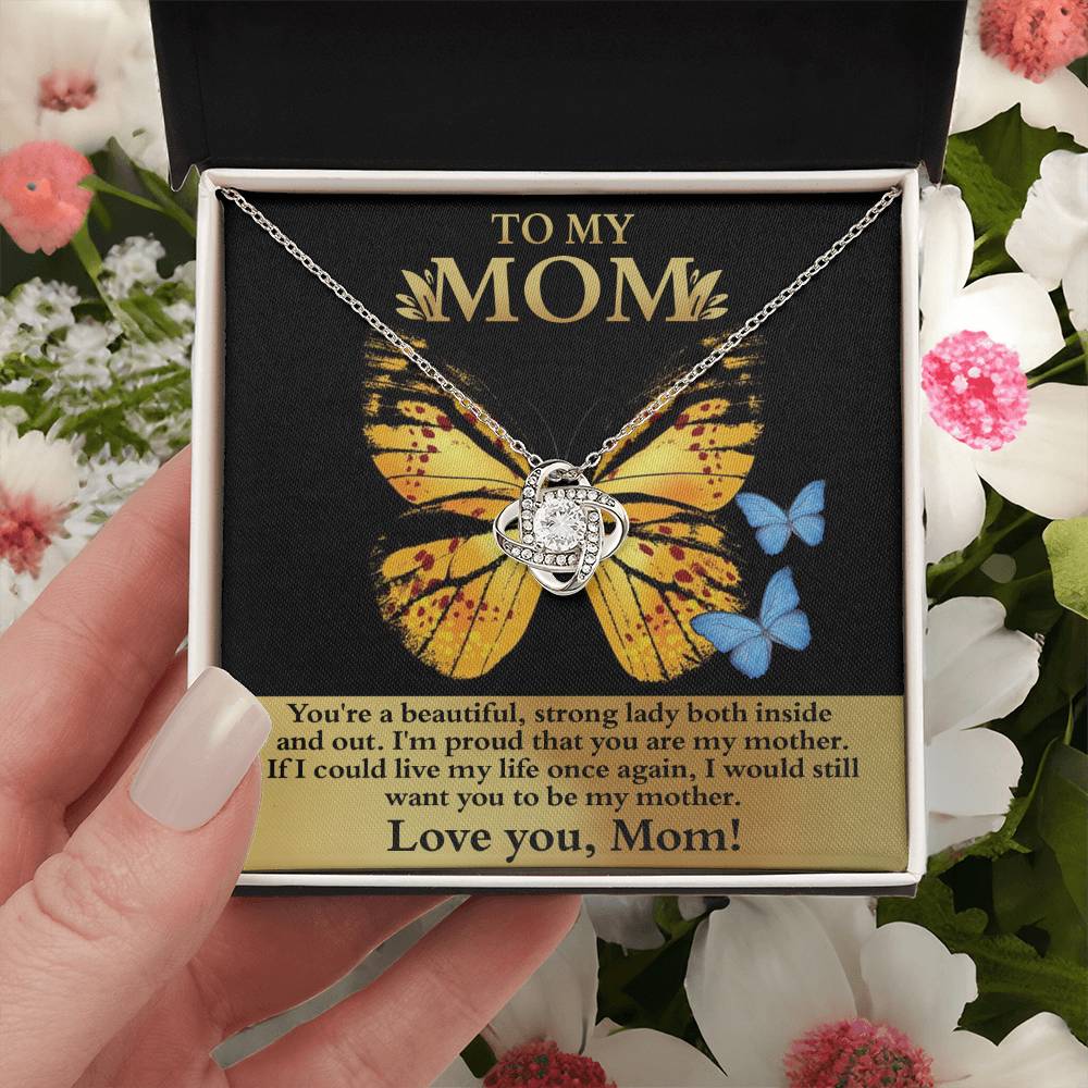 Mom-Strong Lady Dazzling Love Knot Necklace
