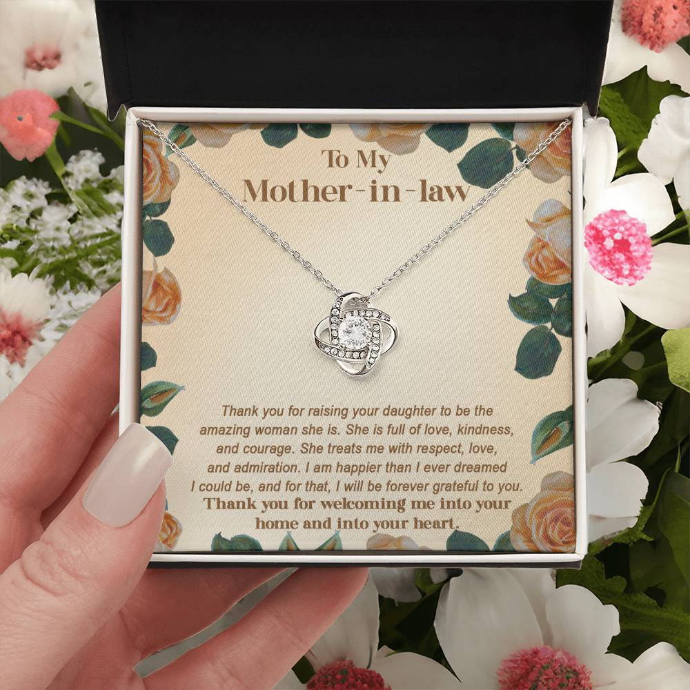Mother-in-law-Grateful To You Dazzling Love Knot Necklace