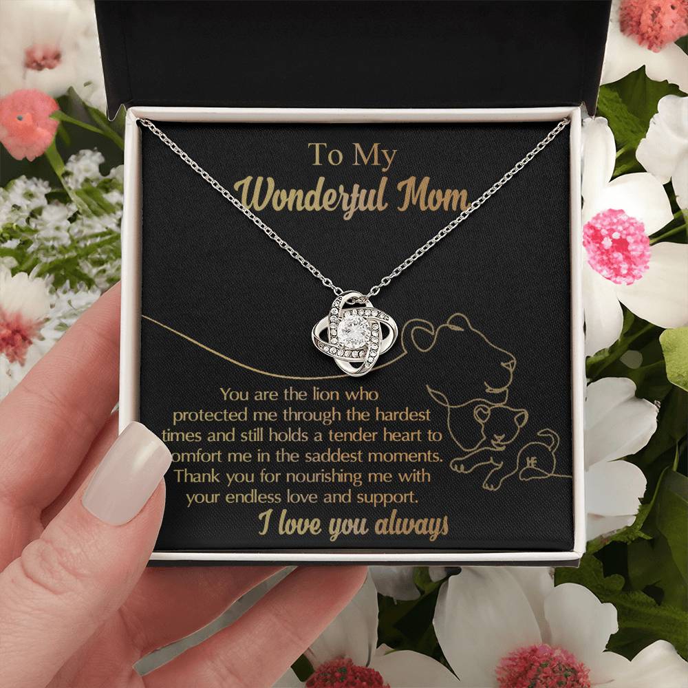 Mom-The Lion Dazzling Love Knot Necklace