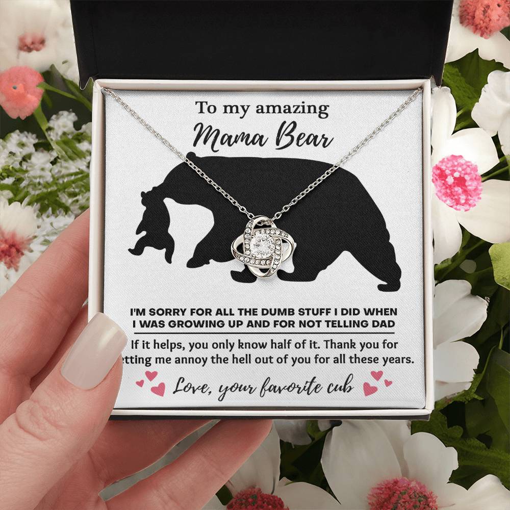To My Amazing Mom Thanks for Not Telling Dad Dazzling Love Knot Necklace