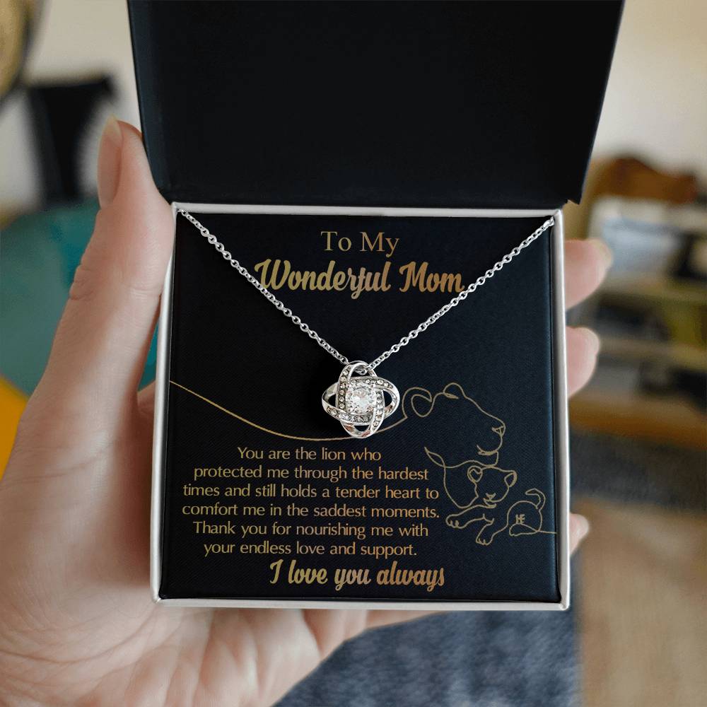 Mom-The Lion Dazzling Love Knot Necklace