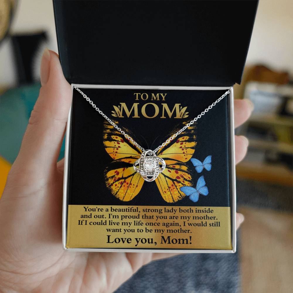 Mom-Strong Lady Dazzling Love Knot Necklace