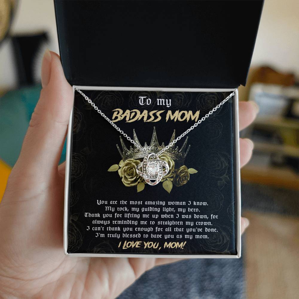 Mom-Straighten My Crown Dazzling Love Knot Necklace