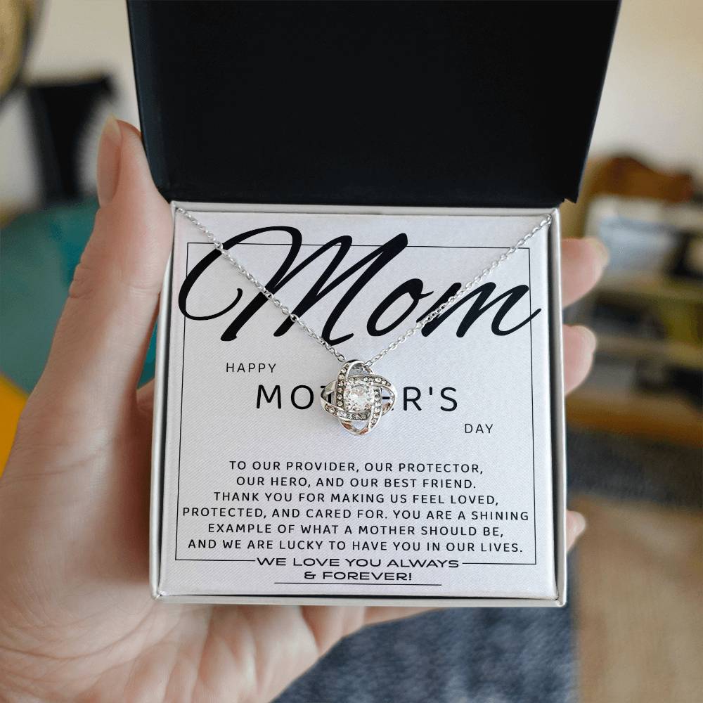 Mom-Our Best Friend Dazzling Love Knot Necklace