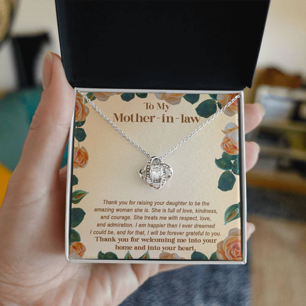 Mother-in-law-Grateful To You Dazzling Love Knot Necklace