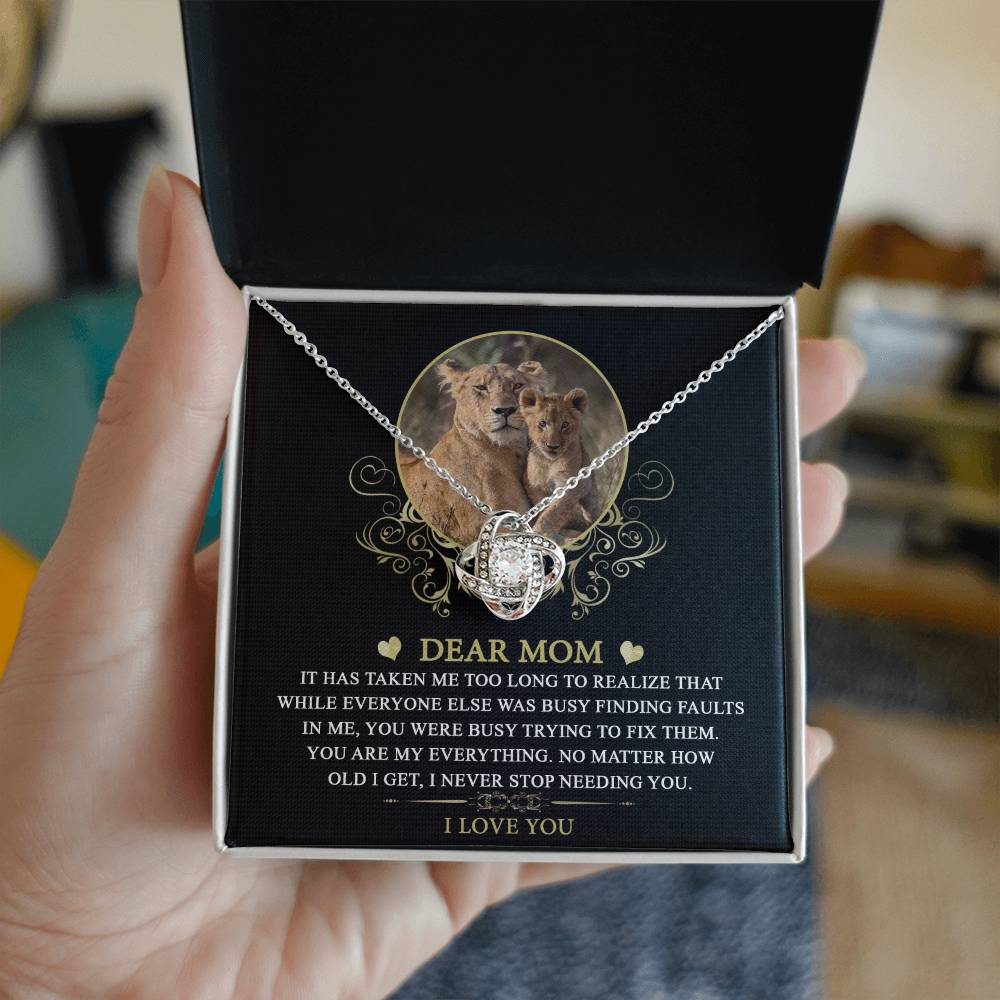 Mom-You are My Everything Dazzling Love Knot Necklace