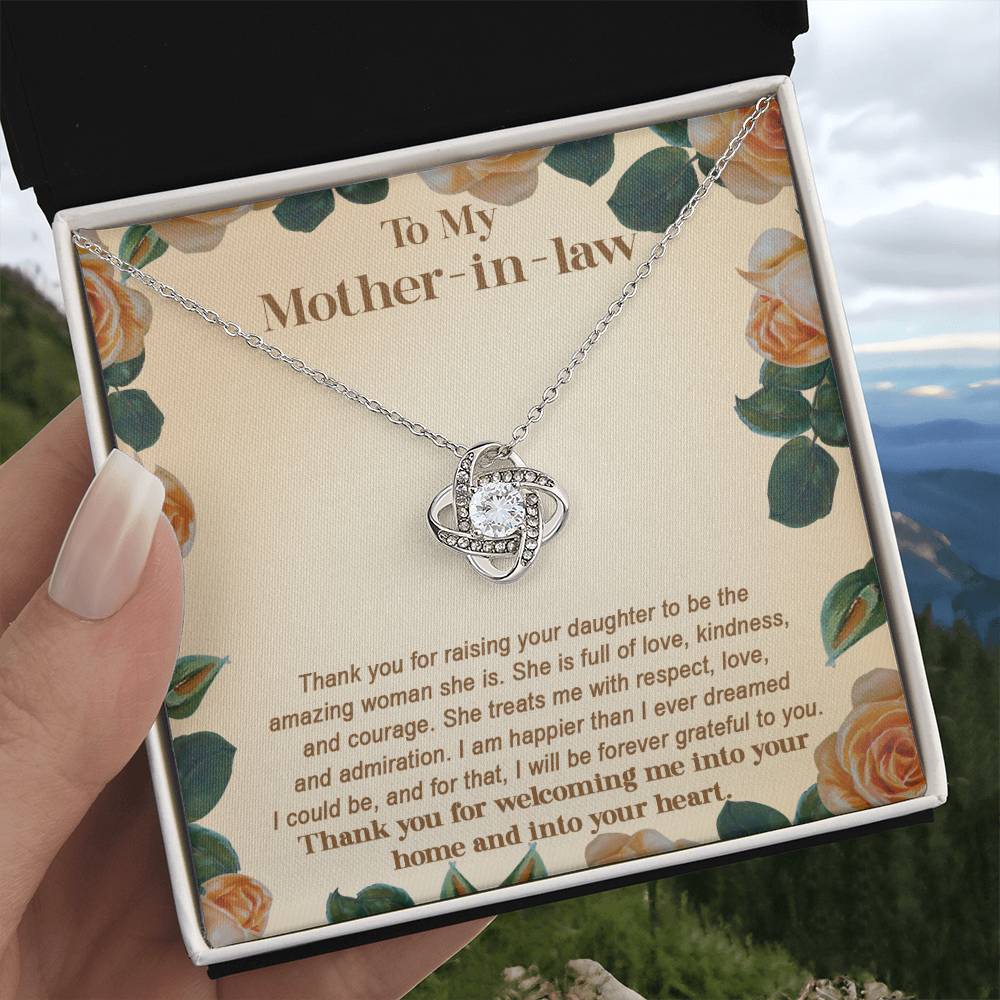 Mother-in-law-Grateful To You Dazzling Love Knot Necklace