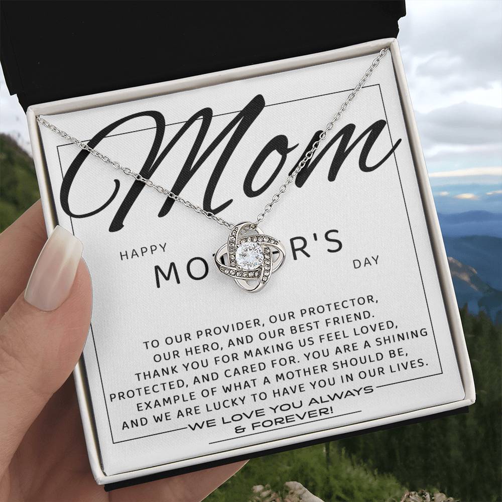 Mom-Our Best Friend Dazzling Love Knot Necklace