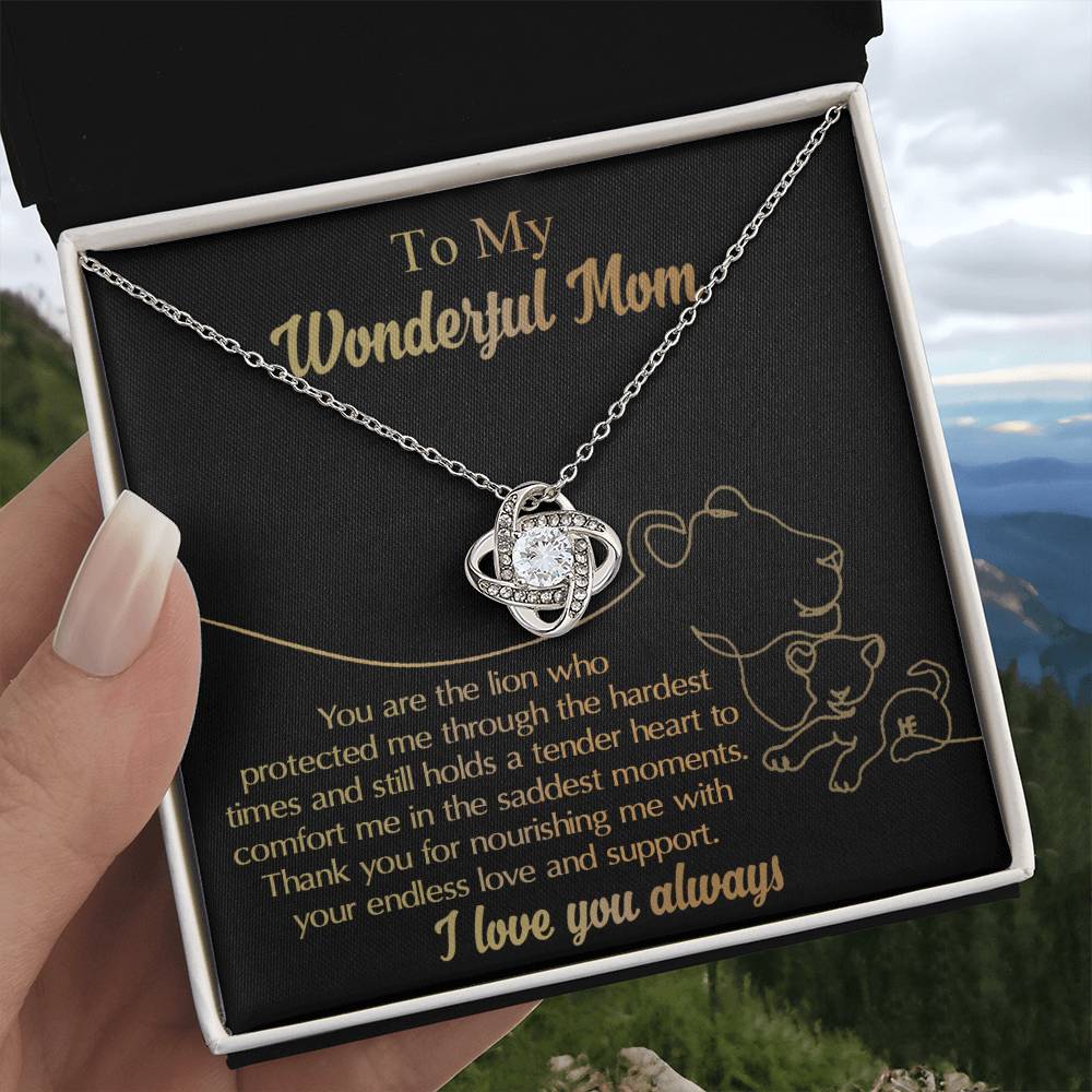 Mom-The Lion Dazzling Love Knot Necklace