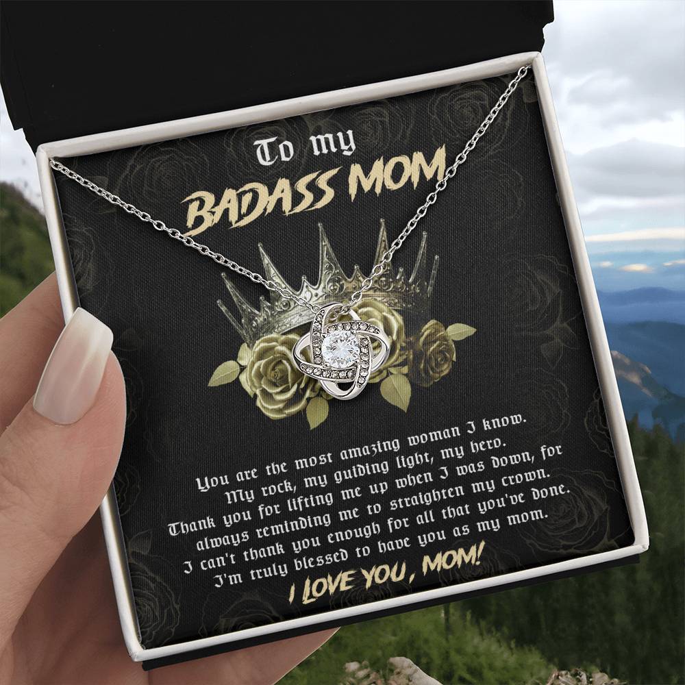 Mom-Straighten My Crown Dazzling Love Knot Necklace