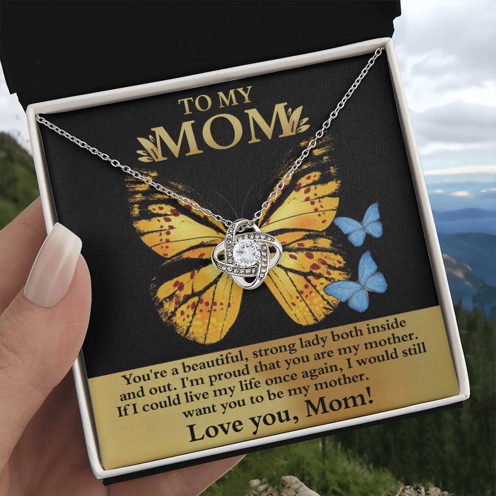 Mom-Strong Lady Dazzling Love Knot Necklace