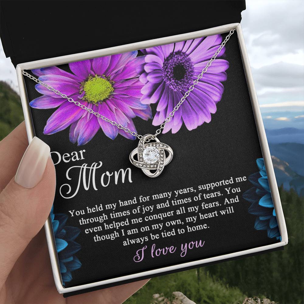 Gift for Mom-You Held My Hand for Many Yrears Dazzling Love Knot Necklace
