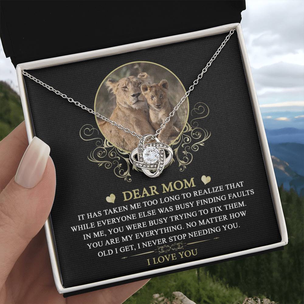 Mom-You are My Everything Dazzling Love Knot Necklace