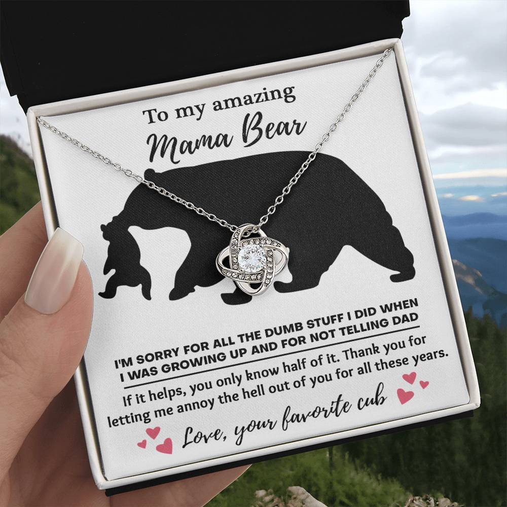 To My Amazing Mom Thanks for Not Telling Dad Dazzling Love Knot Necklace