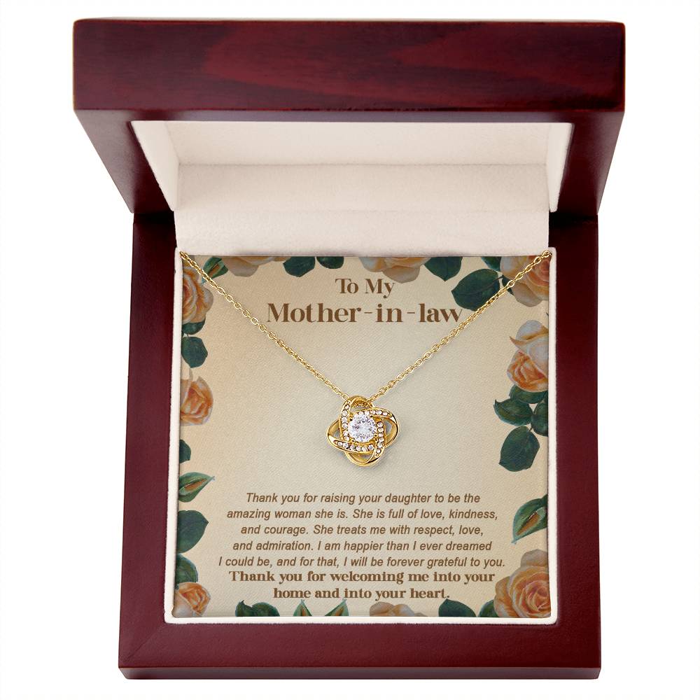 Mother-in-law-Grateful To You Dazzling Love Knot Necklace