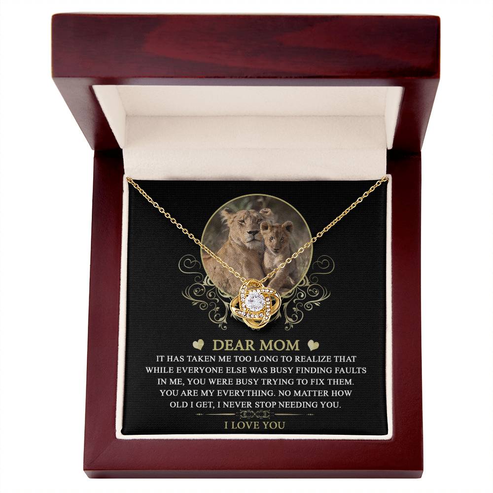 Mom-You are My Everything Dazzling Love Knot Necklace