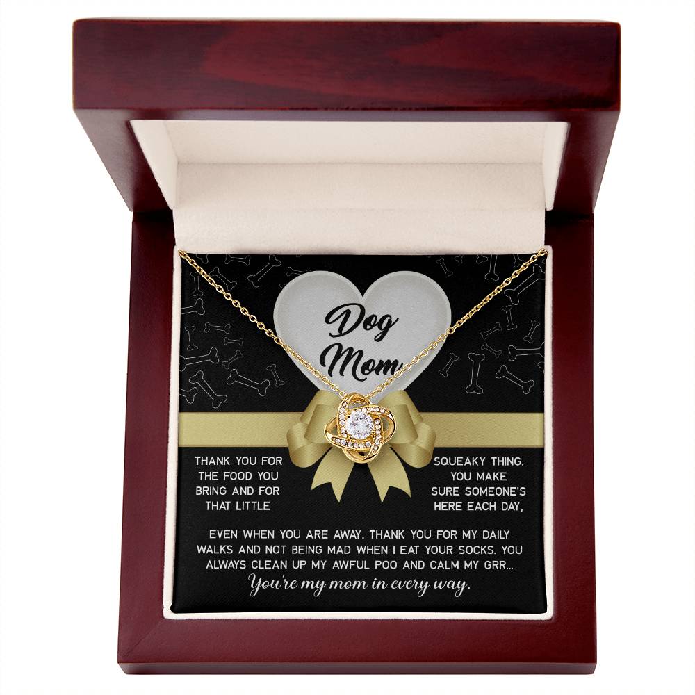 Dear Dog Mom Thank You For That Squeaky Thing Dazzling Love Knot Necklace