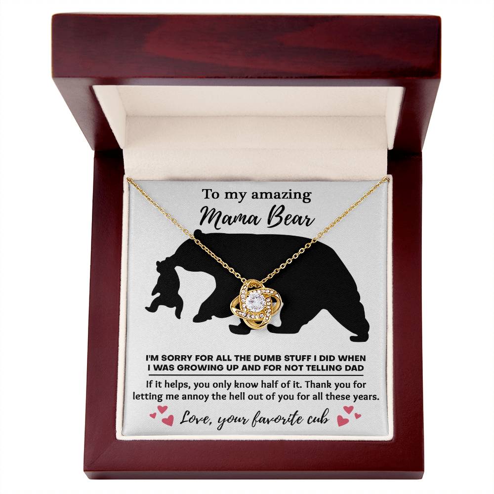 To My Amazing Mom Thanks for Not Telling Dad Dazzling Love Knot Necklace