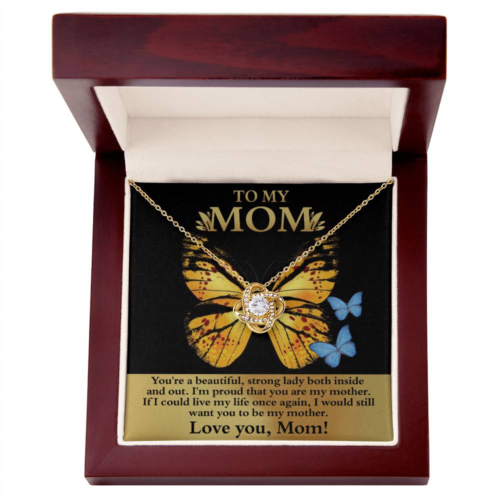 Mom-Strong Lady Dazzling Love Knot Necklace
