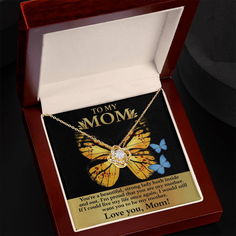 Mom-Strong Lady Dazzling Love Knot Necklace