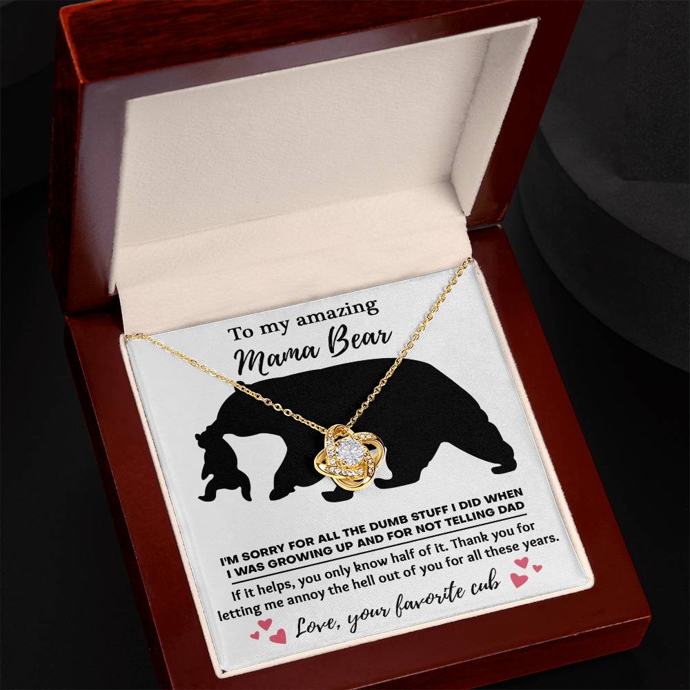 To My Amazing Mom Thanks for Not Telling Dad Dazzling Love Knot Necklace
