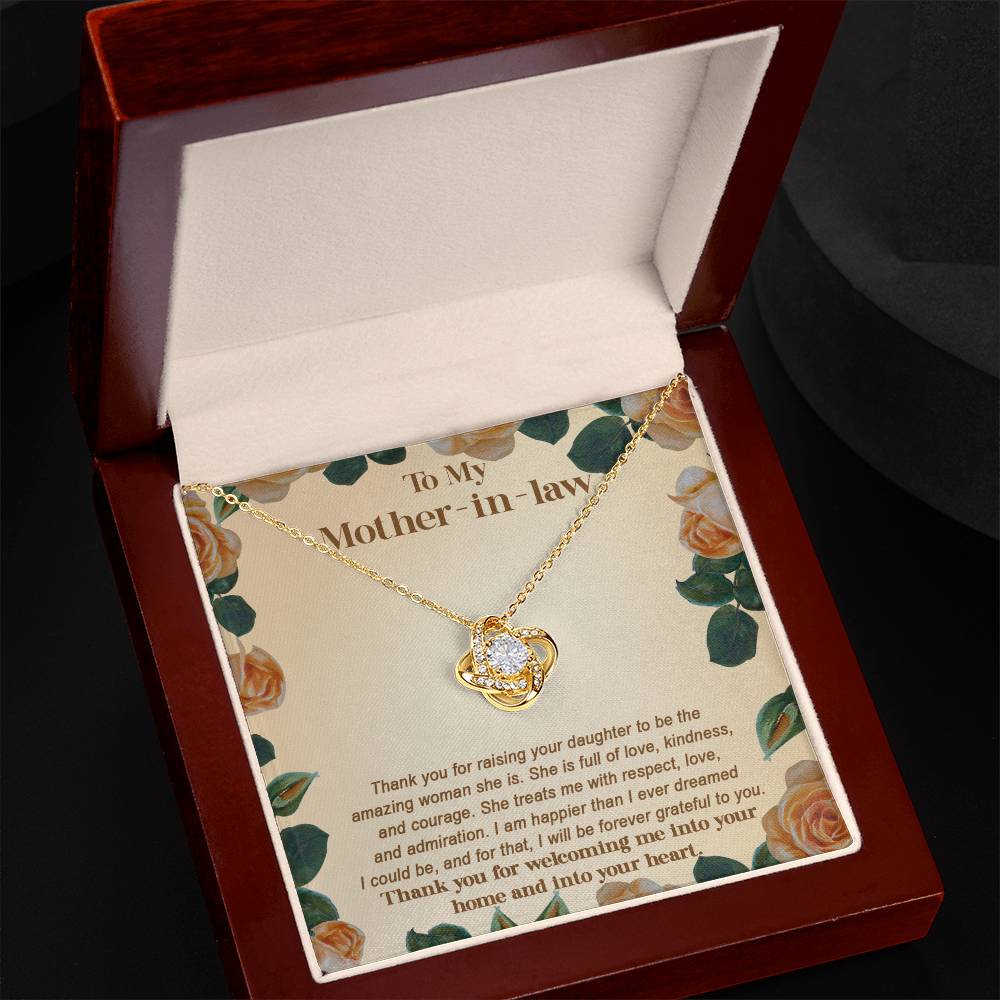 Mother-in-law-Grateful To You Dazzling Love Knot Necklace