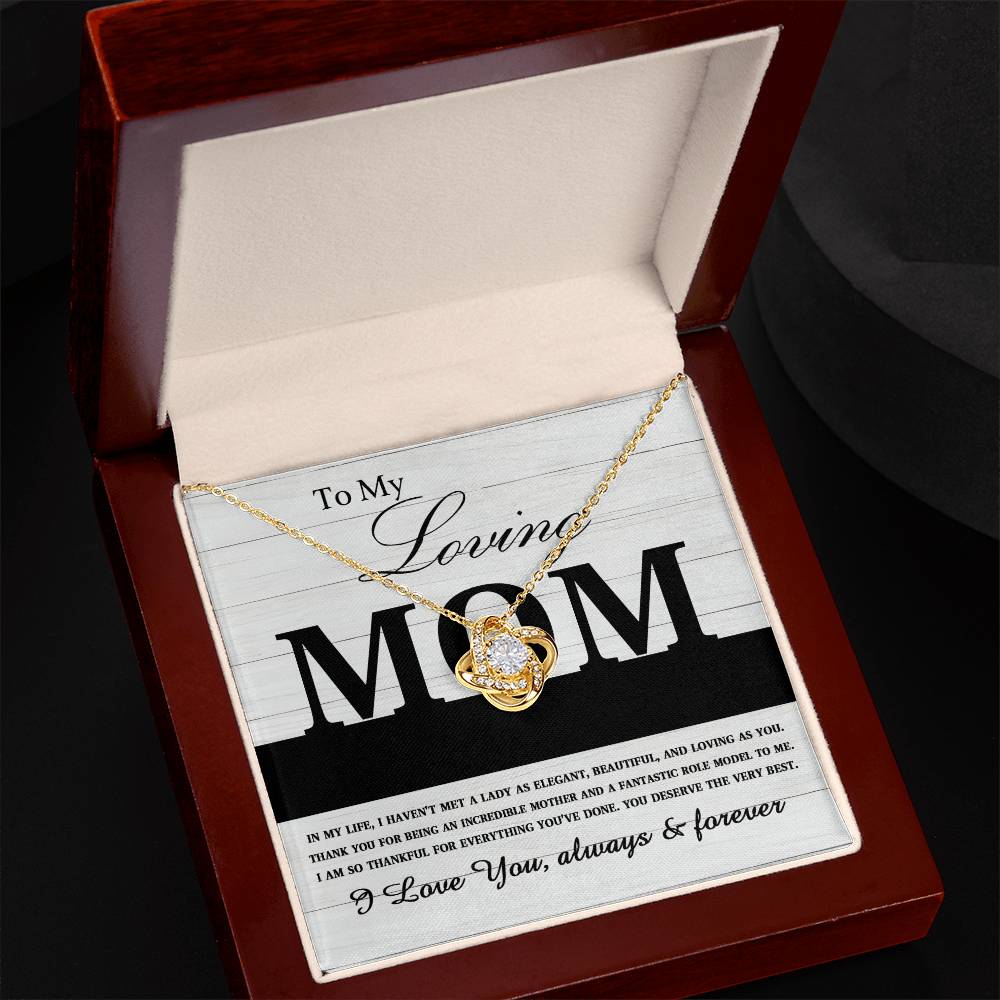 To My Loving Mom-You are an Incredible Mother and Role Model Dazzling Love Knot Necklace