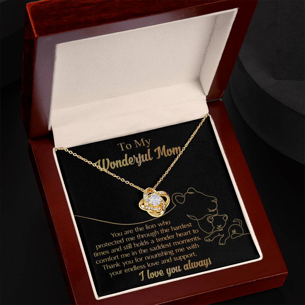 Mom-The Lion Dazzling Love Knot Necklace