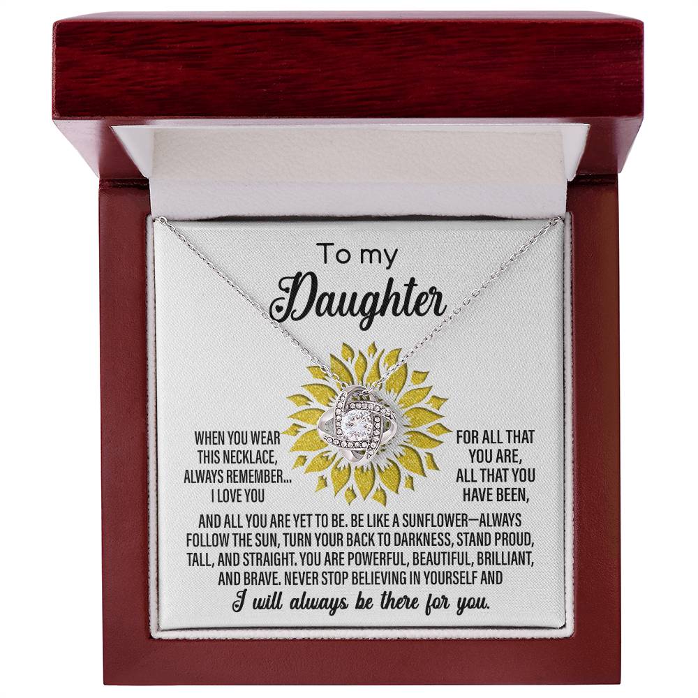 To My Daughter-Be Like A Sunflower Dazzling Love Knot Necklace