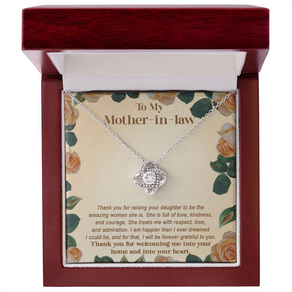 Mother-in-law-Grateful To You Dazzling Love Knot Necklace