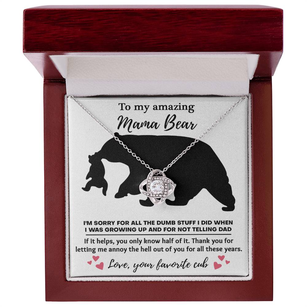 To My Amazing Mom Thanks for Not Telling Dad Dazzling Love Knot Necklace