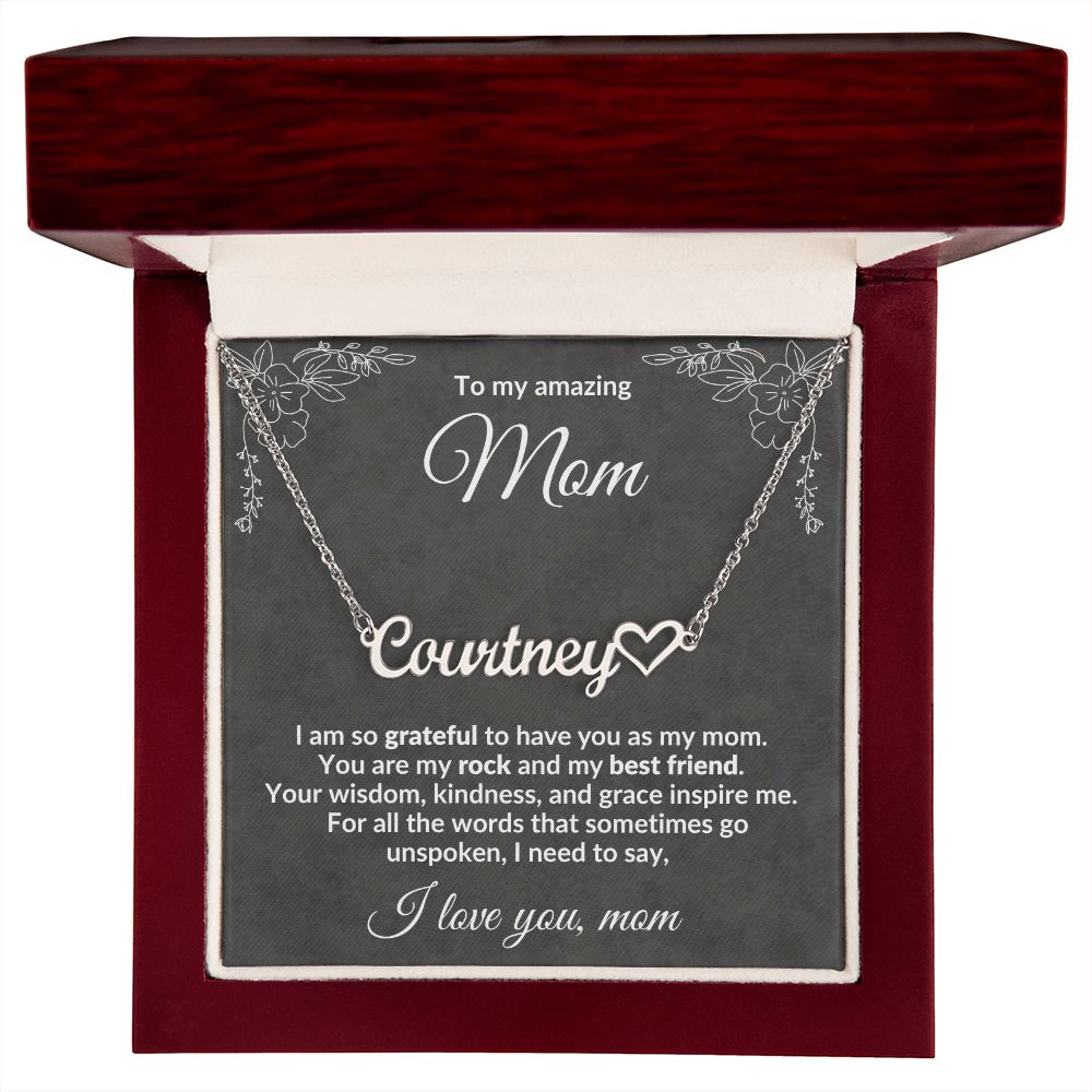 To my Amazing Mom, You Inspire Me - Heart Name Necklace
