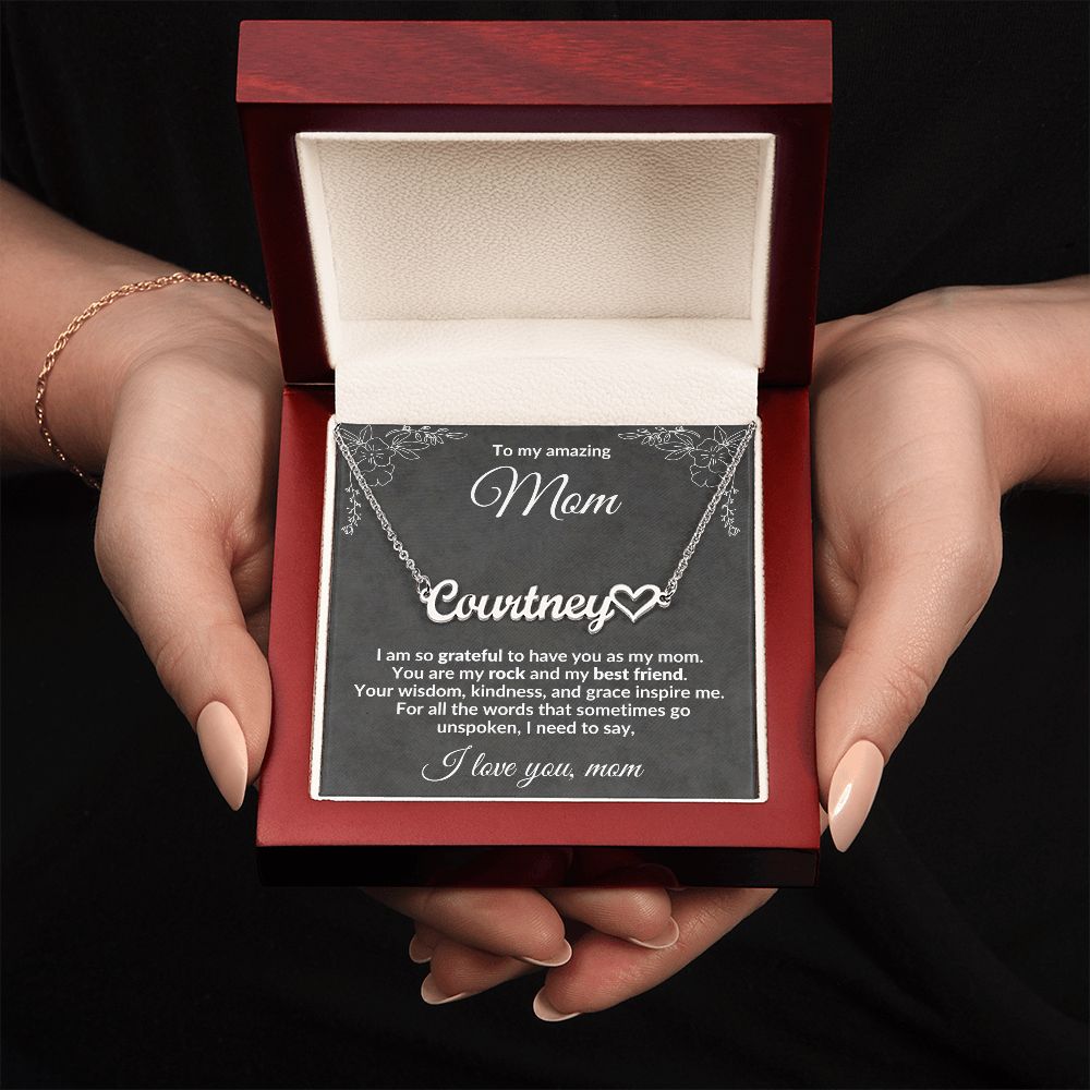 To my Amazing Mom, You Inspire Me - Heart Name Necklace