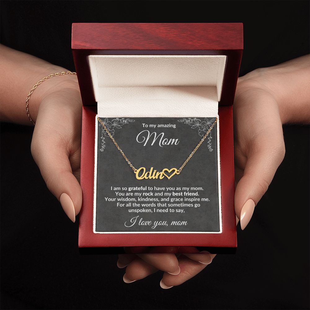 To my Amazing Mom, You Inspire Me - Heart Name Necklace