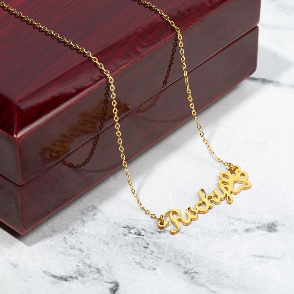 Dog Mom Funny Custom Paw Print Name and Photo Upload Necklace