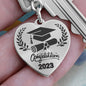 Graduation Class of 2023 Congratulations Heart Shaped Engraved Keychain