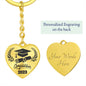 Graduation Class of 2023 Congratulations Heart Shaped Engraved Keychain